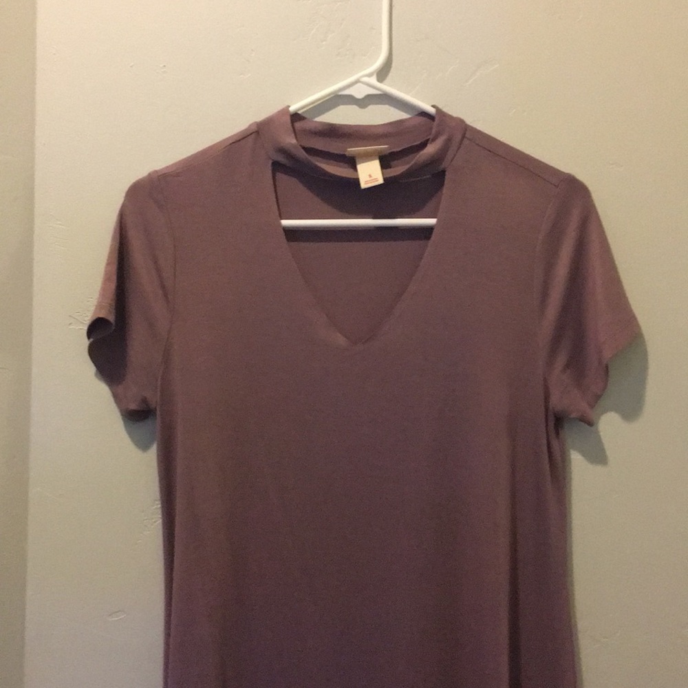 Eggplant colored T-shirt dress.